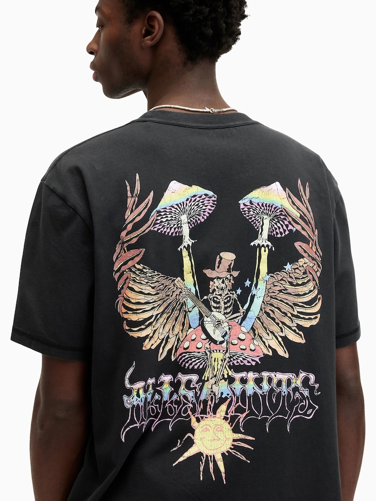 AllSaints Black Strummer Shortsleeve Crew T-Shirt - Image 2 of 7