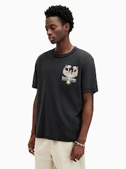AllSaints Black Strummer Shortsleeve Crew T-Shirt - Image 5 of 7