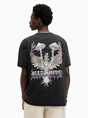 AllSaints Black Strummer Shortsleeve Crew T-Shirt - Image 6 of 7