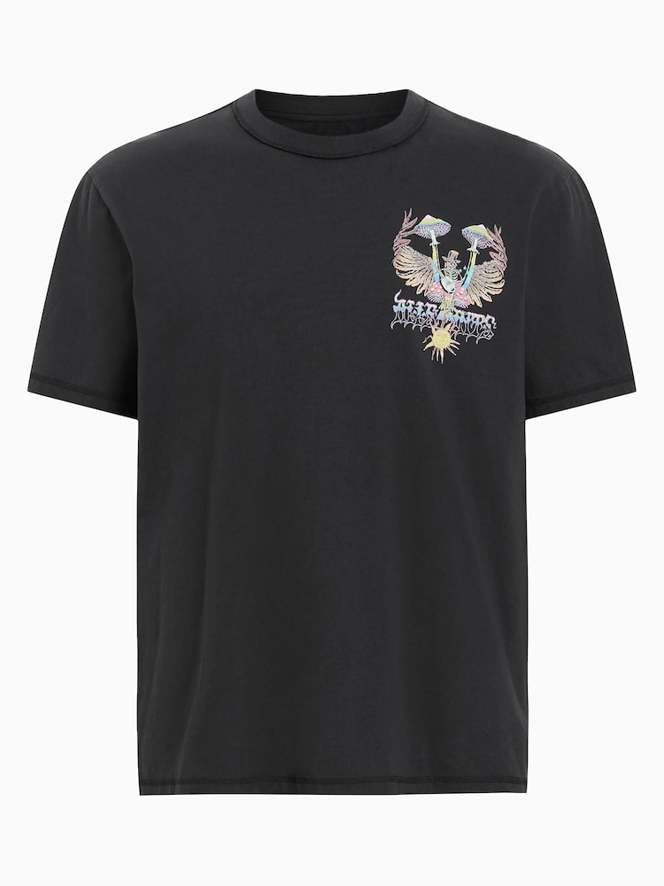 AllSaints Black Strummer Shortsleeve Crew T-Shirt - Image 7 of 7