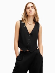 Zwart - AllSaints Aleida Waistcoat - Image 1 of 8