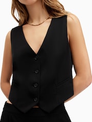 Zwart - AllSaints Aleida Waistcoat - Image 2 of 8