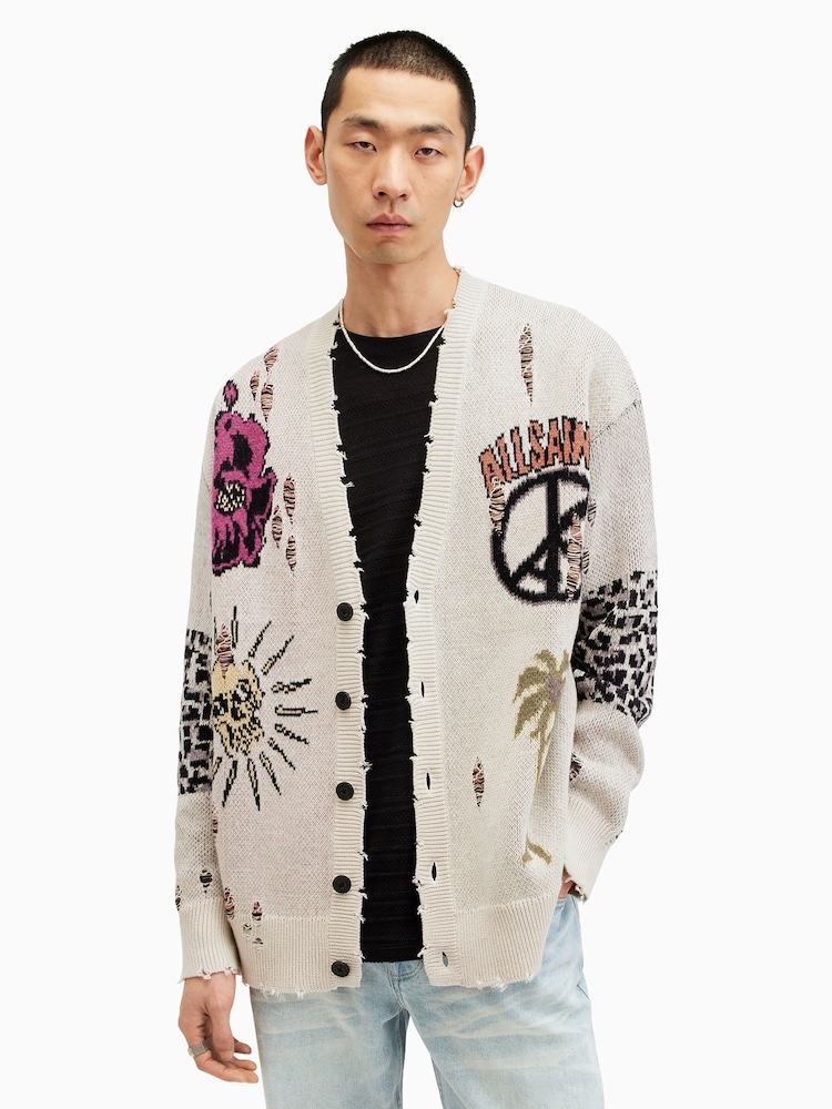 AllSaints White Motive Cardigan - Image 1 of 7