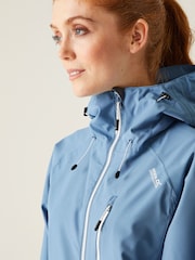 Regatta Blue Light Womens Birchdale Colour Block Waterproof Jacket - Image 4 of 7