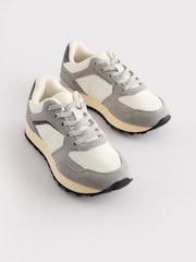 Neutral Grey Standard Fit (F) Elastic Lace Trainers - Image 2 of 5