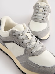 Neutral Grey Standard Fit (F) Elastic Lace Trainers - Image 4 of 5