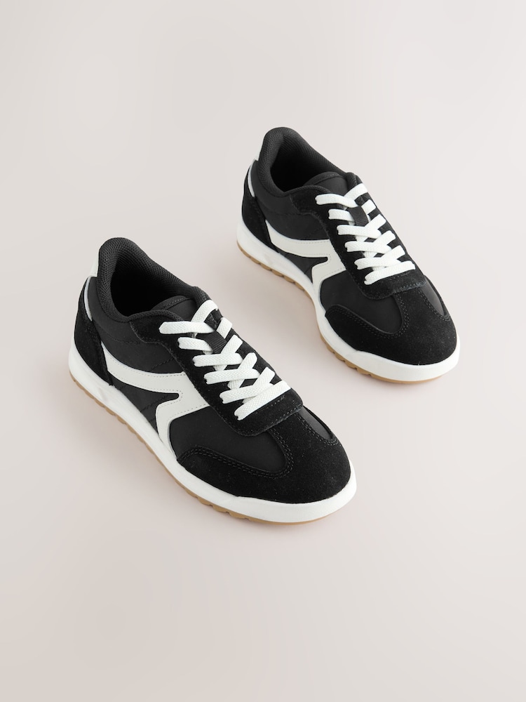 Black Elastic Lace Trainers - Image 1 of 7