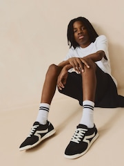 Black Elastic Lace Trainers - Image 3 of 7