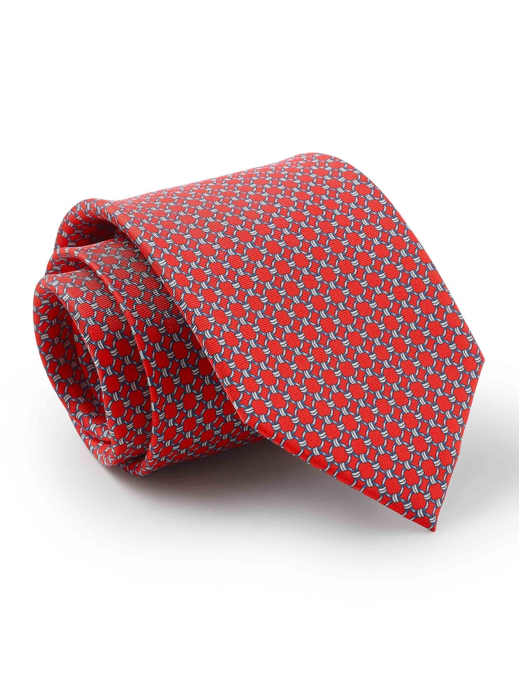 Savile Row Company Circular Link Chain Silk Tie - Imagen 1 de 3 Savile Row Company Circular Link Chain Silk Tie - Imagen 1 de 3