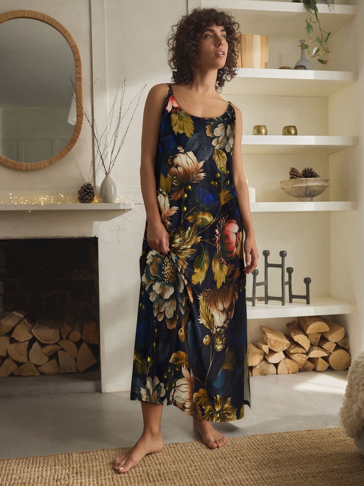 Floral Print Velvet Slip - Image 1 of 9