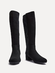 Linzi Black Sloane High Leg Heeled Boots With Stretch Panel - Image 3 of 5