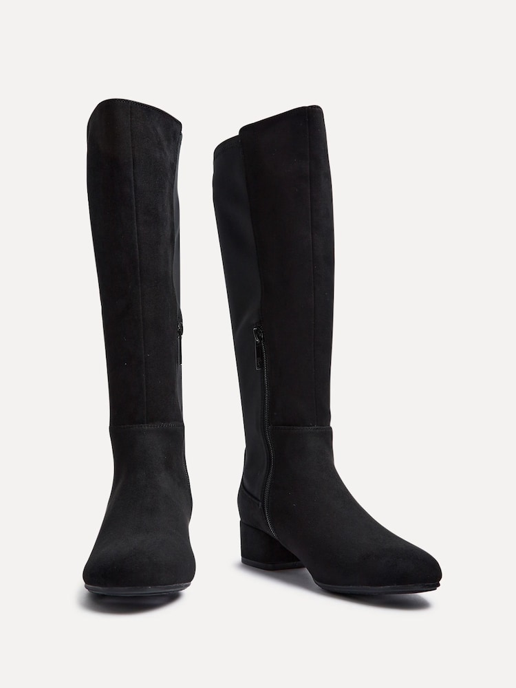 Linzi Black Sloane High Leg Heeled Boots With Stretch Panel - Image 3 of 5