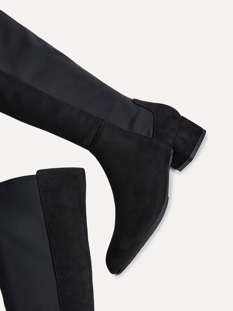 Linzi Black Sloane High Leg Heeled Boots With Stretch Panel - Image 4 of 5