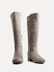 Linzi Nude Sloane High Leg Heeled Boots With Stretch Panel - Image 4 of 6