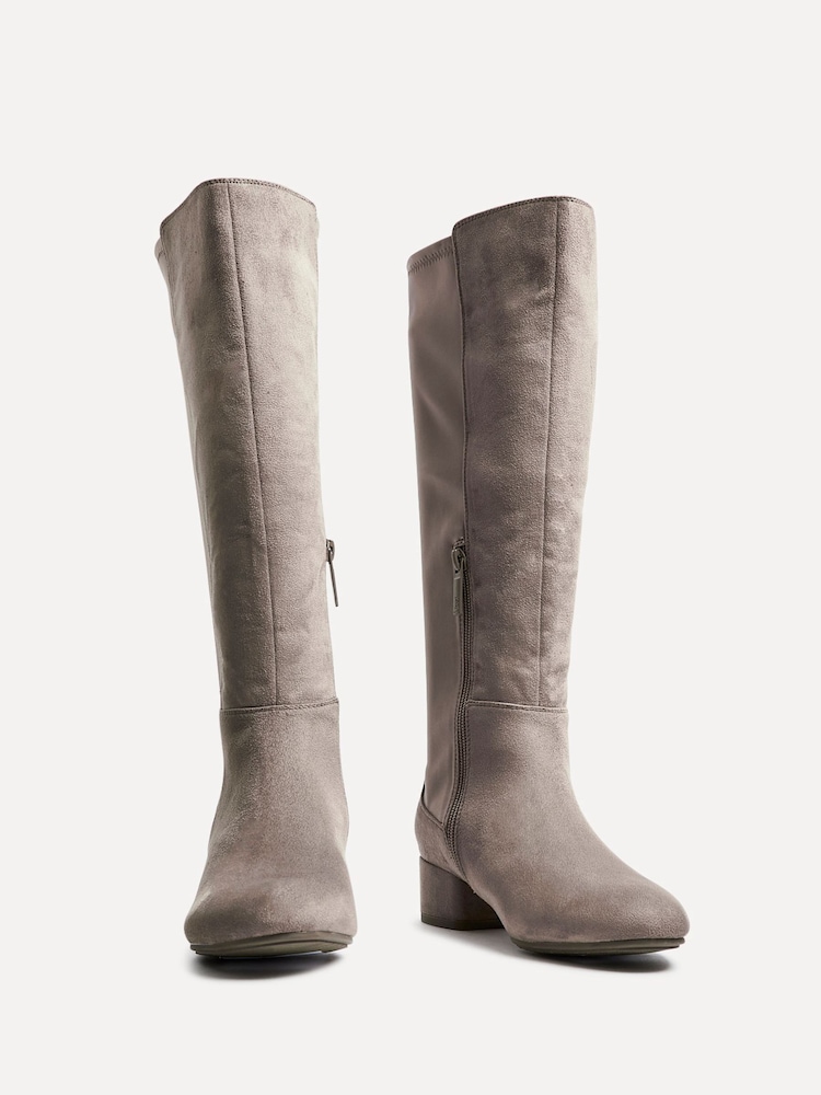 Linzi Nude Sloane High Leg Heeled Boots With Stretch Panel - Image 4 of 6