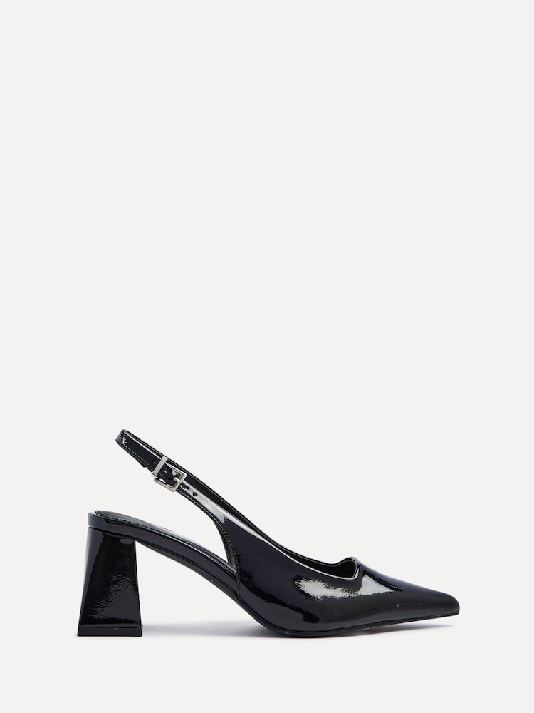 Linzi Black Laurel Buckle Slingback Court Shoes With Block Heel - Image 2 of 5
