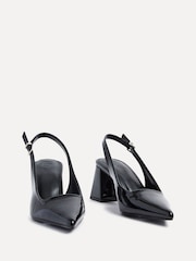 Linzi Black Laurel Buckle Slingback Court Shoes With Block Heel - Image 3 of 5