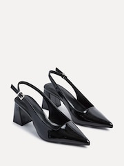 Linzi Black Laurel Buckle Slingback Court Shoes With Block Heel - Image 4 of 5