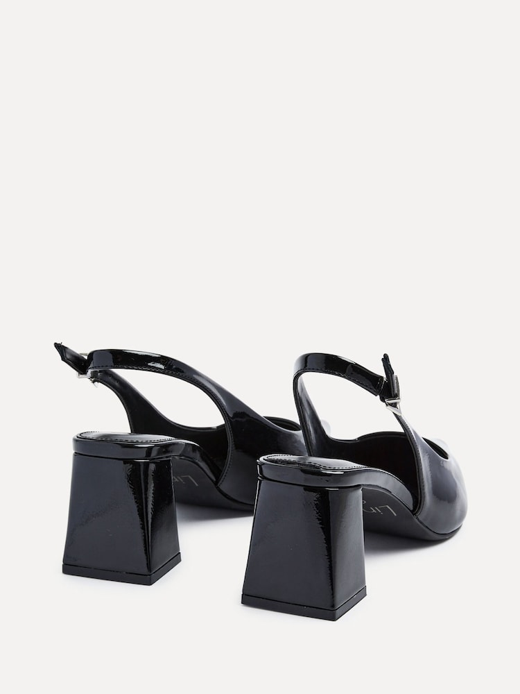 Linzi Black Laurel Buckle Slingback Court Shoes With Block Heel - Image 5 of 5