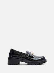 Linzi Black Aria Chunky Sole Loafers With Gold Trim - Image 2 of 5