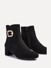 Linzi Black Chrome Daphne Block Heel Ankle Boots With Buckle Detail - Image 3 of 5