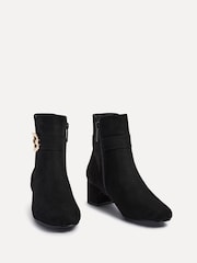 Linzi Black Chrome Daphne Block Heel Ankle Boots With Buckle Detail - Image 4 of 5