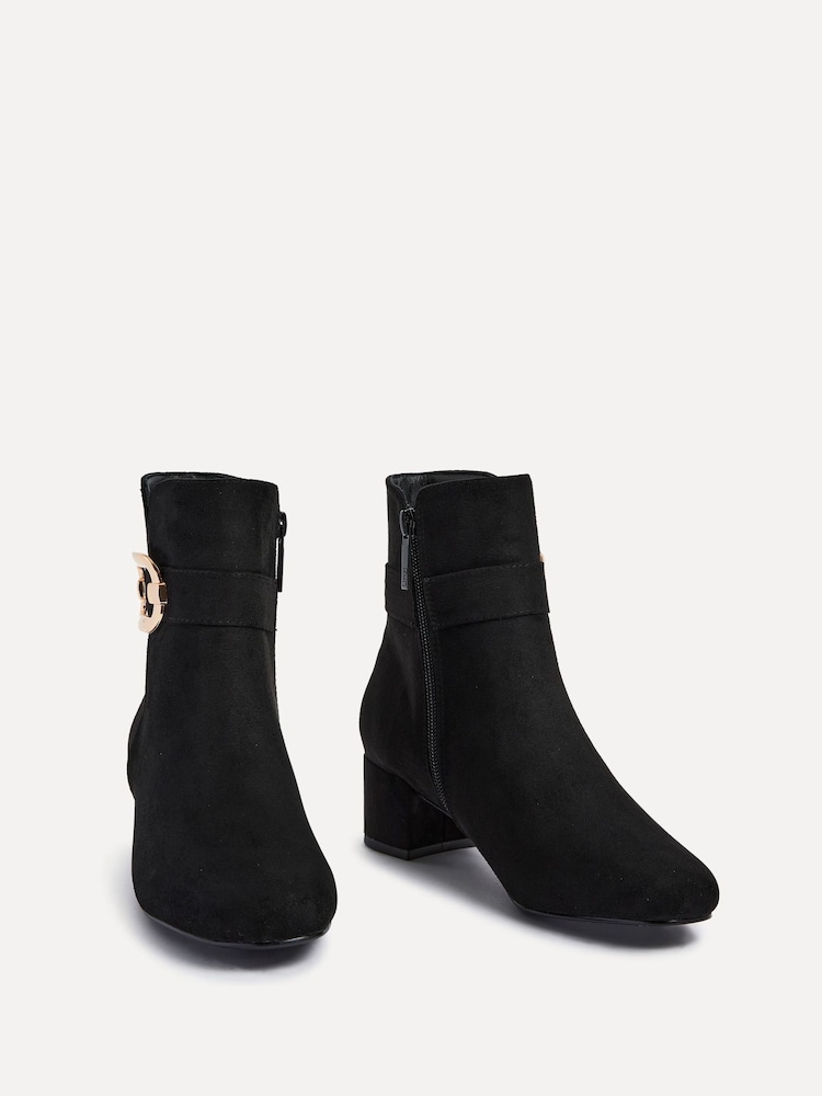 Buy Linzi Black Suede Daphne Block Heel Ankle Boots With  display picture 1