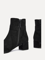 Linzi Black Chrome Daphne Block Heel Ankle Boots With Buckle Detail - Image 5 of 5