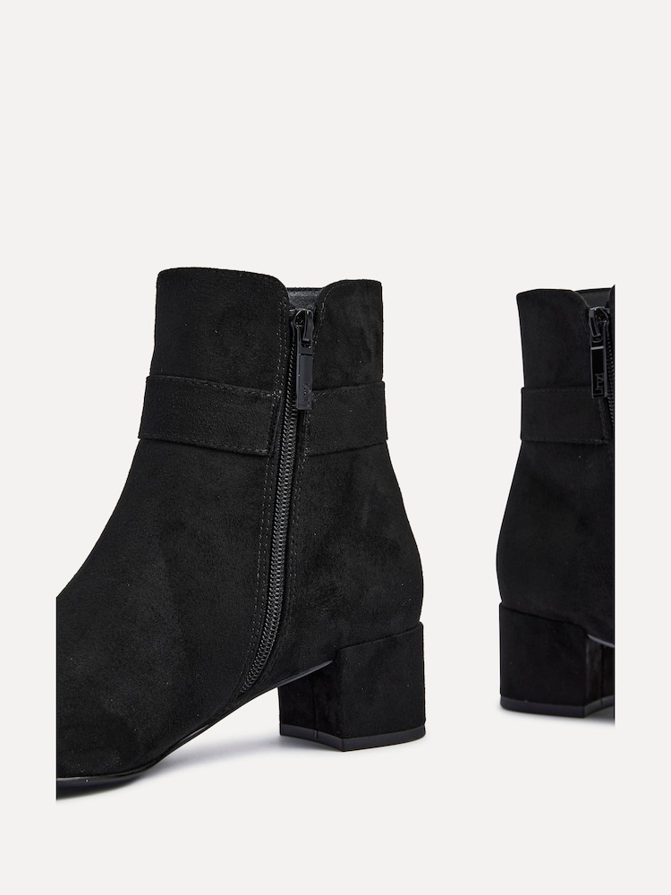 Linzi Black Chrome Daphne Block Heel Ankle Boots With Buckle Detail - Image 5 of 5