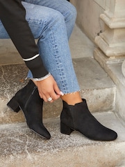 Linzi Black Manor Low Block Heeled Ankle Boots - Image 1 of 5