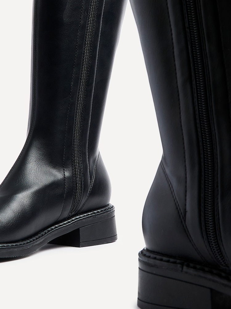 Linzi Black Nadine High Leg Low Block Heeled Boots - Image 5 of 6
