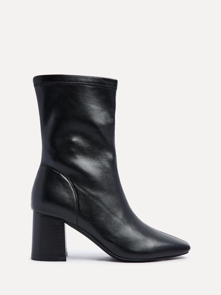 Linzi Black Bronx Block Heeled Stretch PU Ankle Boot - Image 3 of 6
