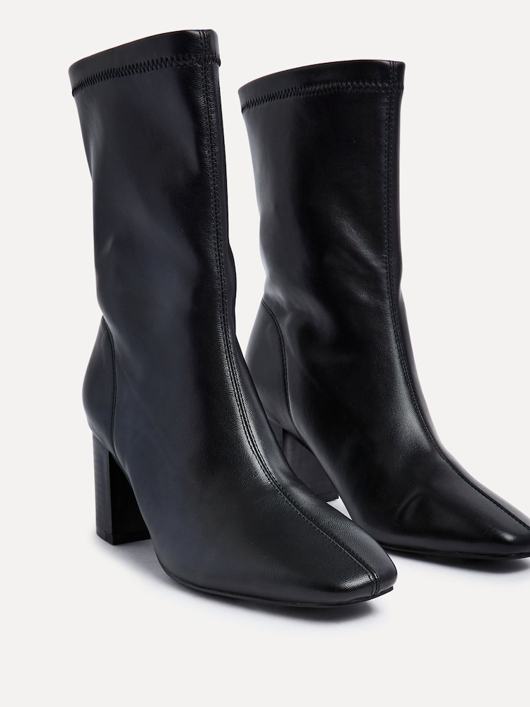 Linzi Black Bronx Block Heeled Stretch PU Ankle Boot - Image 5 of 6