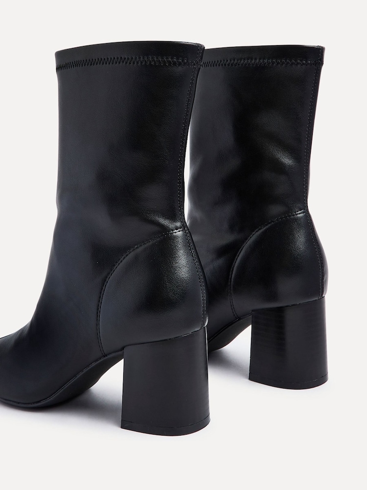 Linzi Black Bronx Block Heeled Stretch PU Ankle Boot - Image 6 of 6