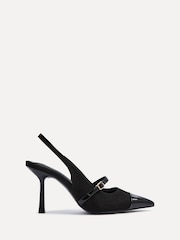 Linzi Black Maze Slingback Court Heels With Buckle Front Strap - Image 2 of 5