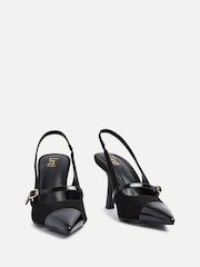 Linzi Black Maze Slingback Court Heels With Buckle Front Strap - Image 3 of 5