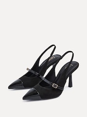 Linzi Black Maze Slingback Court Heels With Buckle Front Strap - Image 4 of 5