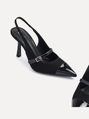 Linzi Black Maze Slingback Court Heels With Buckle Front Strap - Image 5 of 5