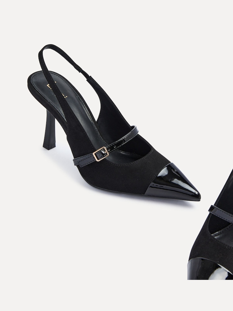 Linzi Black Maze Slingback Court Heels With Buckle Front Strap - Image 5 of 5