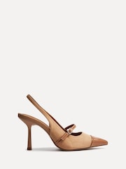 Linzi Natural Maze Slingback Court Heels With Buckle Front Strap - Image 2 of 5