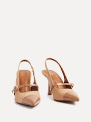 Linzi Natural Maze Slingback Court Heels With Buckle Front Strap - Image 3 of 5