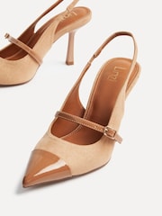 Linzi Natural Maze Slingback Court Heels With Buckle Front Strap - Image 4 of 5