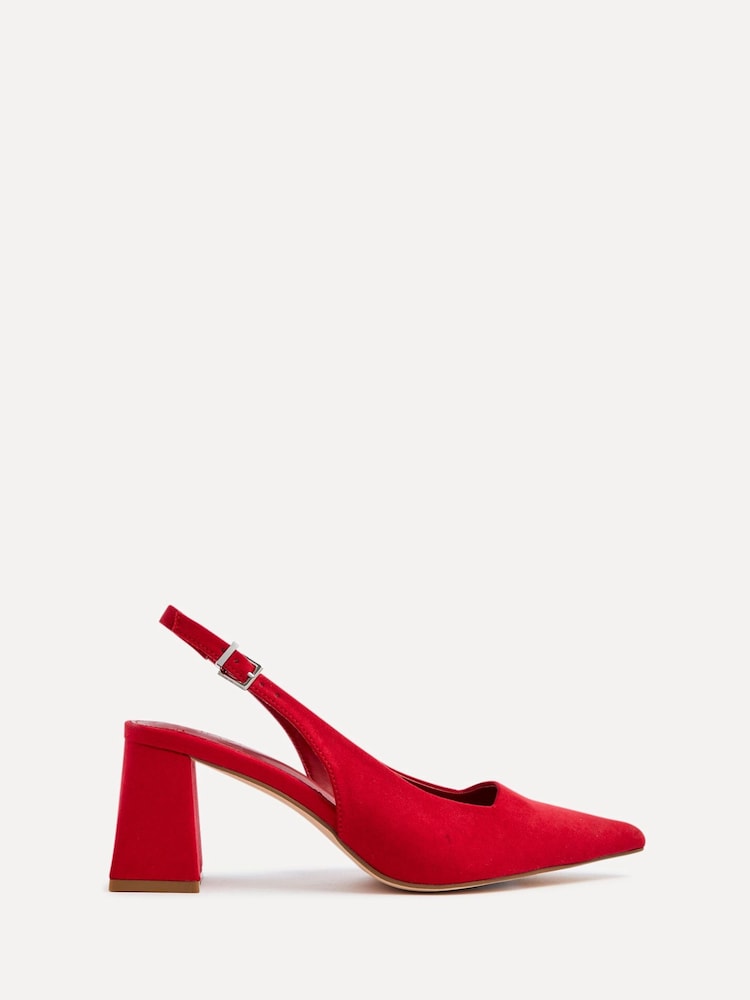 Linzi Red Laurel Buckle Slingback Court Shoes With Block Heel - Image 2 of 5