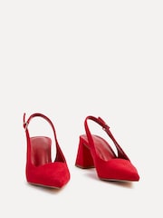 Linzi Red Laurel Buckle Slingback Court Shoes With Block Heel - Image 3 of 5