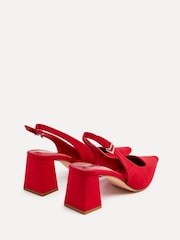 Linzi Red Laurel Buckle Slingback Court Shoes With Block Heel - Image 4 of 5