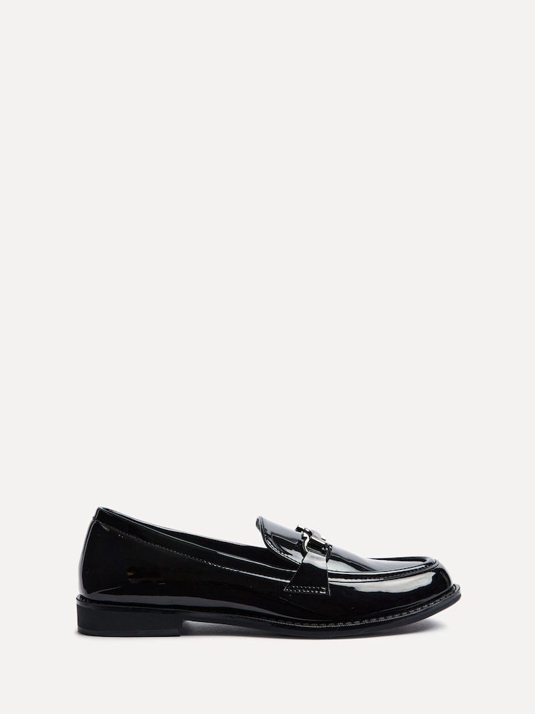 Linzi Black Belle Patent Slip-Ons Leather Loafers With Gold Trim - Image 2 of 5