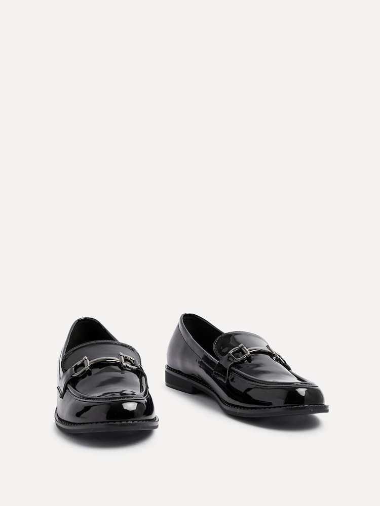 Linzi Black Belle Patent Slip-Ons Leather Loafers With Gold Trim - Image 3 of 5