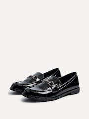 Linzi Black Belle Patent Slip-Ons Leather Loafers With Gold Trim - Image 4 of 5