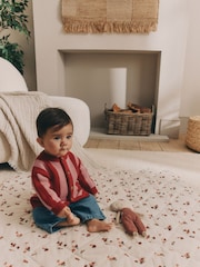 Roza/rdeče črte - dojenček 100% bombaž pletena pletena jopa (0mths-2yrs) - Slika 2 iz 5