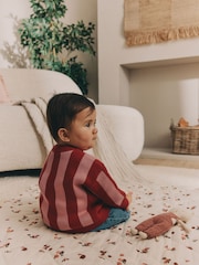 Roza/rdeče črte - dojenček 100% bombaž pletena pletena jopa (0mths-2yrs) - Slika 3 iz 5